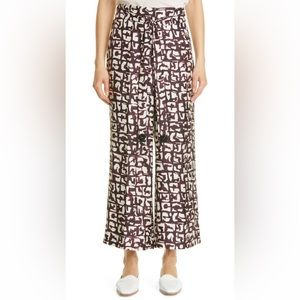 Max mara abstract wide leg silk pants